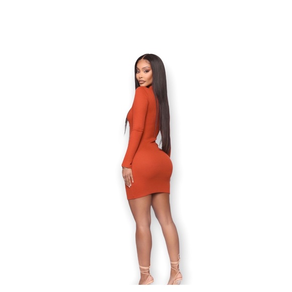 Fashion Nova Rust Henley Style Mini Dress - Picture 3 of 3